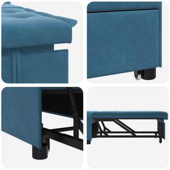 Schlafsofa 3-in-1 Ausziehbares Design Blau Samt
