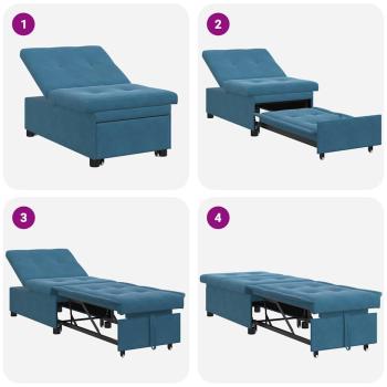 Schlafsofa 3-in-1 Ausziehbares Design Blau Samt