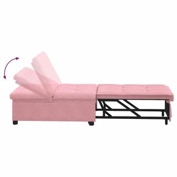 Sofa Bett 3-in-1 Ausziehbares Design Rosa Velours