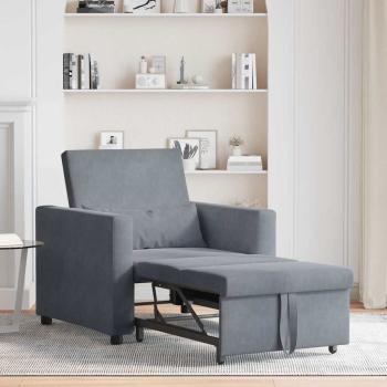 3-in-1 Schlafsofa Dunkelgrau Samt