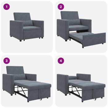3-in-1 Schlafsofa Dunkelgrau Samt