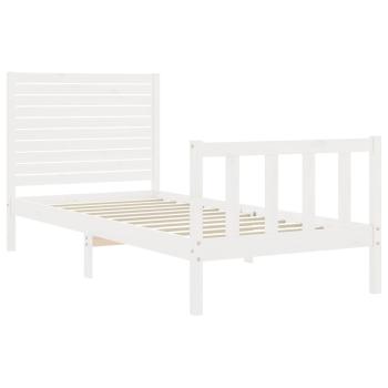 Massivholzbett ohne Matratze Weiß 90x200 cm Kiefernholz