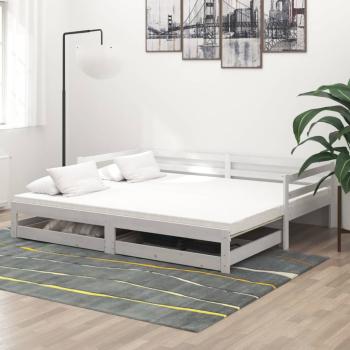 ARDEBO.de - Ausziehbares Tagesbett 2x(90x200) cm Weiß Massivholz Kiefer