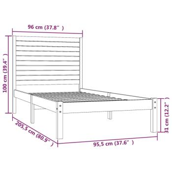 Massivholzbett Weiß 90x200 cm