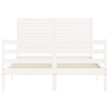 Massivholzbett mit Kopfteil Weiß 140x190 cm