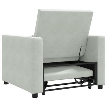 3-in-1 Einzel Schlafsofa wandelbar Hellgrau Samt