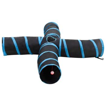 Katzentunnel 4-Wege Schwarz und Blau 25 cm Polyester