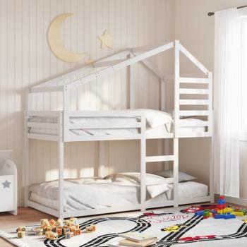 ARDEBO.de - Etagenbett mit Dach Weiß 75x190 cm Massivholz Kiefer