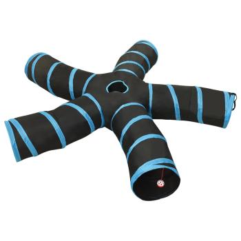 ARDEBO.de - Katzentunnel 5-Wege Schwarz und Blau 25 cm Polyester