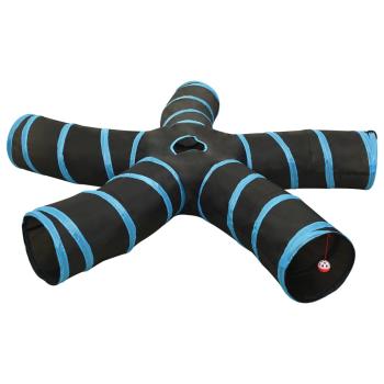 Katzentunnel 5-Wege Schwarz und Blau 25 cm Polyester