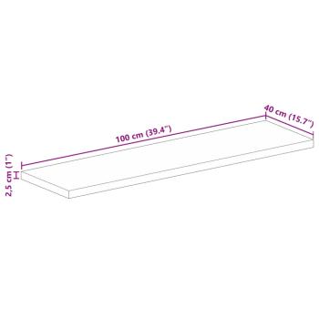 Tischplatte 100x40x2,5 cm Rechteckig Massivholz Mango