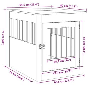 Hundebox Möbel Schwarze Eiche 80x64,5x71 cm Holzwerkstoff
