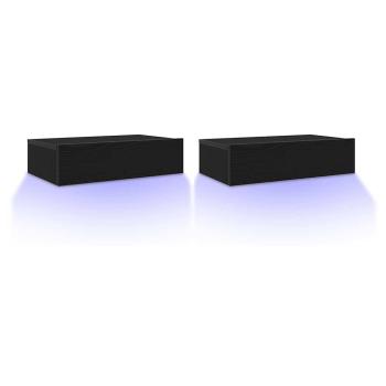 TV-Schränke mit LED-Leuchten 2 Stk. Schwarze Eiche 60x35x15,5 cm