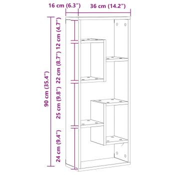Wandregal Schwarze Eiche 36 x 16 x 90 cm Holzwerkstoff