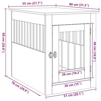 Hundebox-Möbel Schwarze Eiche 80 x 55 x 68 cm Holzwerkstoff