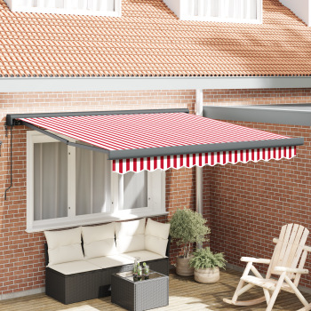 Automatische einziehbare Markise in rot-weiß gestreift 300x250 cm