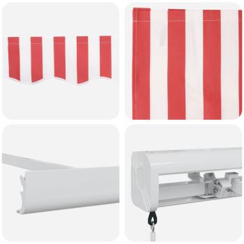 Manuelle Einziehbare Markise Rot und Weiß gestreift 350x250 cm