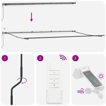 automatische einziehbare Markise mit LED in Gelb und Orange 600x300 cm