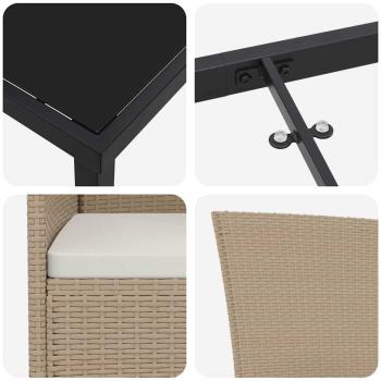 9-teilige Garten Essgruppe mit Kissen Beige Poly Rattan