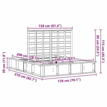 Bettgestell mit Hochklappbarem Stauraum Weiß 160x200 cm Massives Holz Kiefer