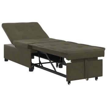 Sofa Bed 3-in-1 Ausziehbares Design Armeegrünes Faux Wildleder