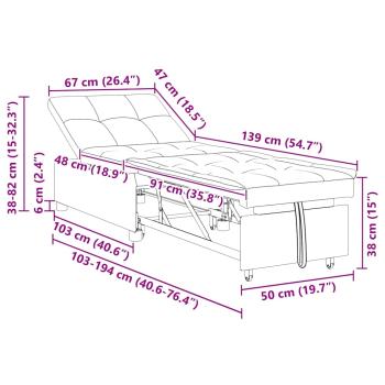 Sofa Bed 3-in-1 Ausziehbares Design Armeegrünes Faux Wildleder