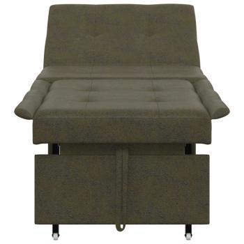 Sofa Bed 3-in-1 Ausziehbares Design Armeegrünes Faux Wildleder