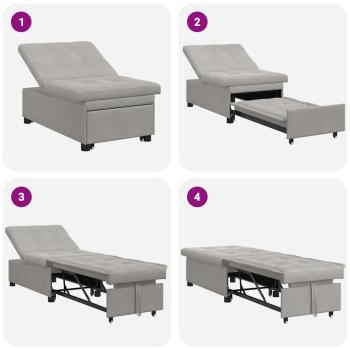 Schlafsofa 3-in-1 Ausziehbares Design hellgrauer Stoff