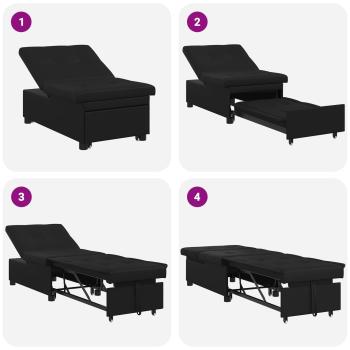 Schlafsofa 3-in-1 Auszieh-Design Schwarzer Stoff