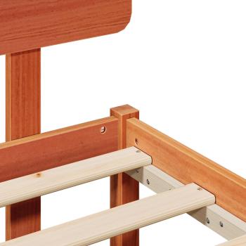 Bettgestell mit Kopfteil Wachsbrown 75x190 cm aus solidem Kiefernholz