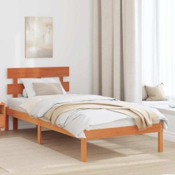 ARDEBO.de - Bettgestell mit Kopfteil Wachsbraun 80x200 cm Massivholz Kiefer