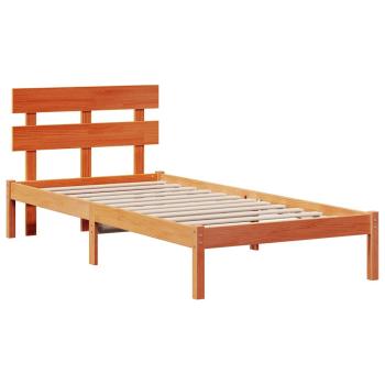 Bettgestell mit Kopfteil Wachsbraun 80x200 cm Massivholz Kiefer