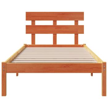 Bettgestell mit Kopfteil Wachsbraun 80x200 cm Massivholz Kiefer