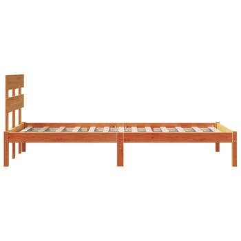 Bettgestell mit Kopfteil Wachsbraun 80x200 cm Massivholz Kiefer