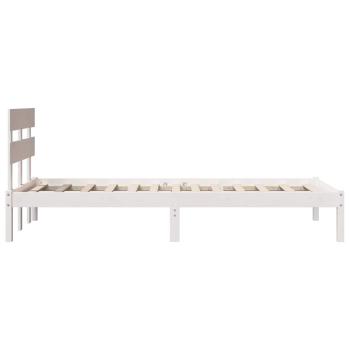 Bettgestell mit Kopfteil Weiß 90x200 cm Kiefer Massivholz