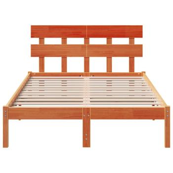 Bettgestell mit Kopfteil Wachsbraun 140x190 cm Massivholz Kiefer