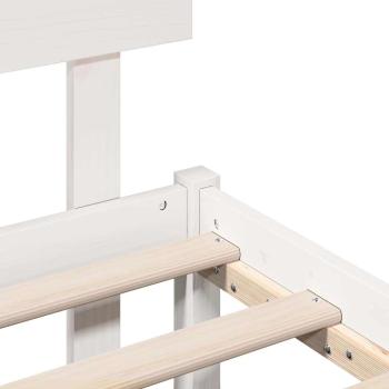 Bettgestell mit Kopfteil Weiß 135x190 cm aus massivem Kiefernholz