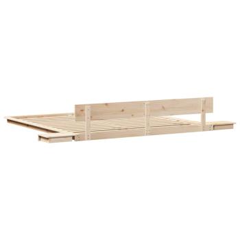 Boden Bettrahmen mit Nachttischen 200x200cm Massivholz