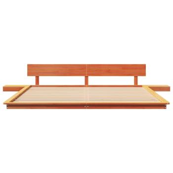 Fußbodenbettgestell mit Nachttischen Wachsbrown 200x200cm Massivholz