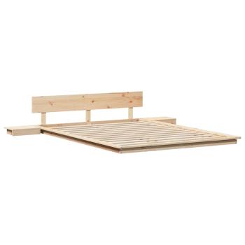Bodenbettgestell mit Nachttischen 150x200cm Massivholz