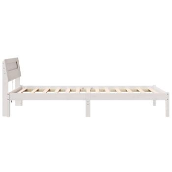 Bettgestell mit Kopfteil & LED Weiß 90x200 cm Massivholz Kiefer