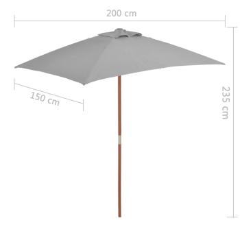 Sonnenschirm mit Holz-Mast 150x200 cm Anthrazit
