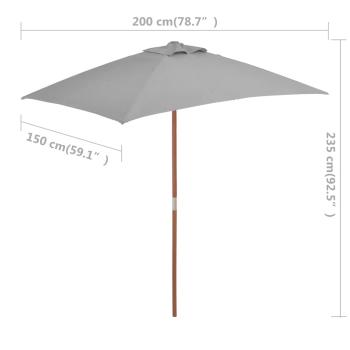 Sonnenschirm mit Holz-Mast 150x200 cm Anthrazit
