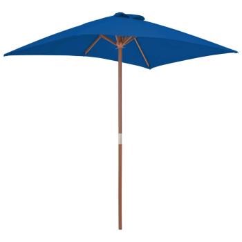 Sonnenschirm mit Holzmast Blau 150x200 cm