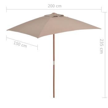 Sonnenschirm mit Holz-Mast 150x200 cm Taupe