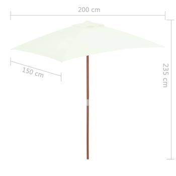 Sonnenschirm mit Holz-Mast 150x200 cm Sandweiß