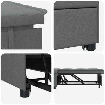 3-in-1 Schlafsofa - Ausziehbares Design, Dunkelgrauer Stoff