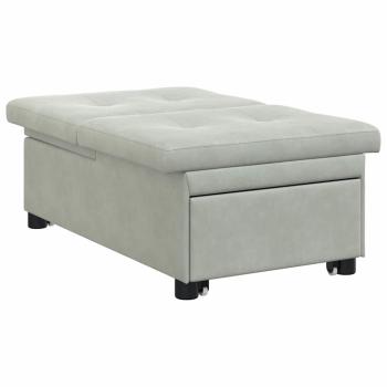 Sofa-Bett 3-in-1 Ausziehbares Design Hellgrau Samt