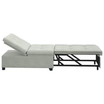 Sofa-Bett 3-in-1 Ausziehbares Design Hellgrau Samt