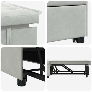 Sofa-Bett 3-in-1 Ausziehbares Design Hellgrau Samt